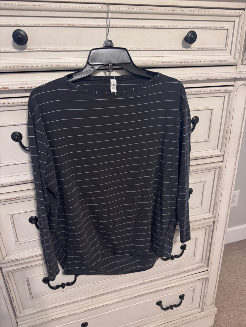 lululemon athletica Black with White Pinstripe Long-Sleeve Tee